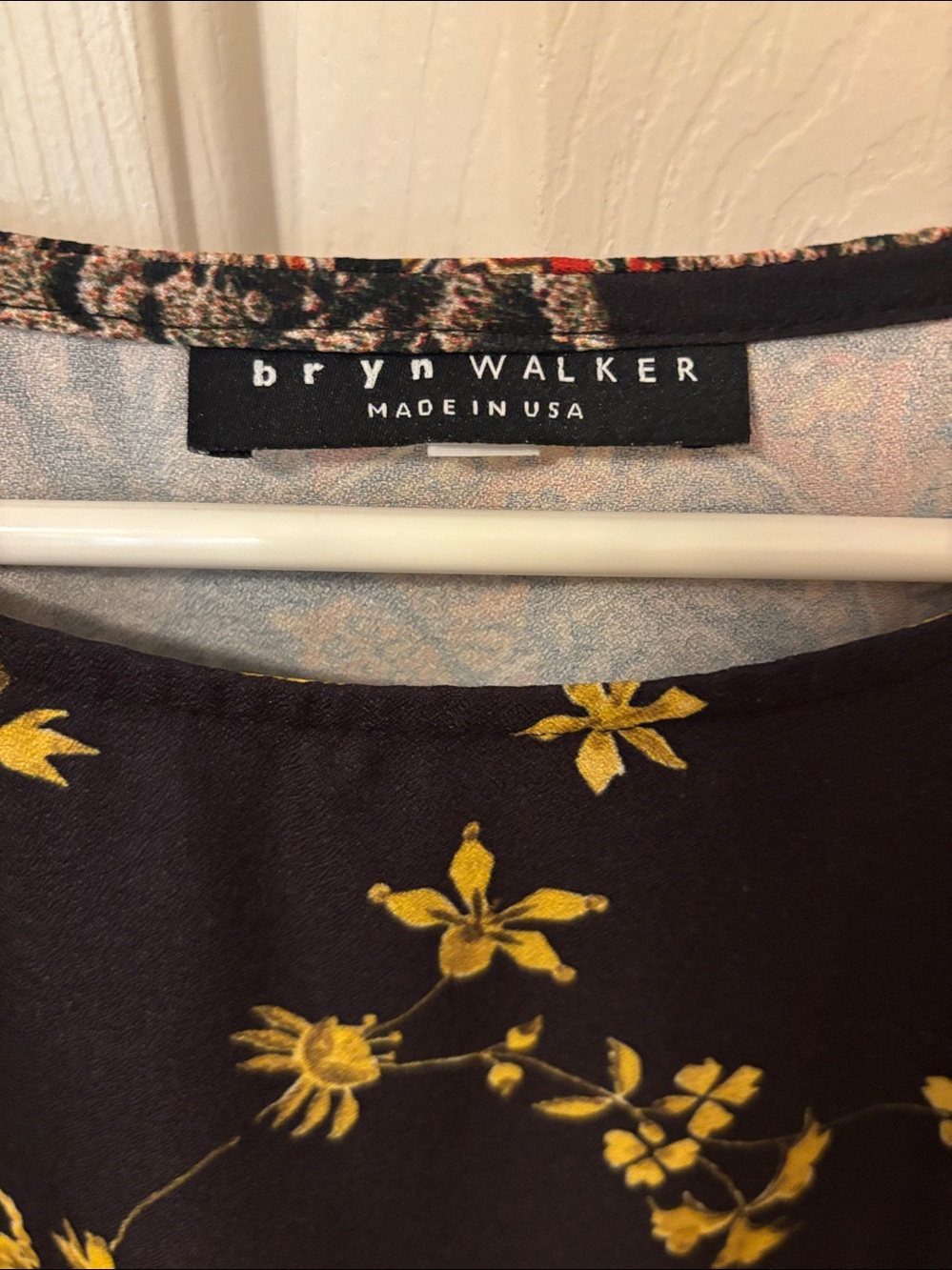 bryn Walker Black Floral Tie-Hem Blouse with Multicolor Sleeves - Picture 2 of 8